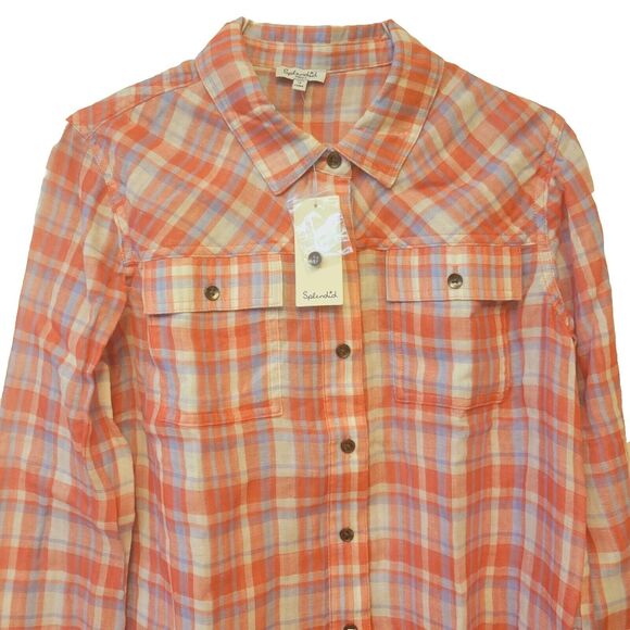 New Splendid Cotton Long Sleeve Button Down Size S Checkered Women Shirt - Picture 2 of 9